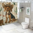thumbnail image 7 of Autua Dog in Cowboy Hat and Cactus Bathroom Shower Curtain Set with Hooks 100% Polyester Fiber 36"x72, 7 of 7