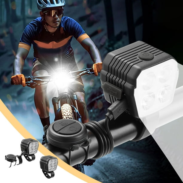 Faro Delantero para Bicicleta Recargable Por Usb con 4 Led, Luces Altas y Bajas, para Bicicletas de Montaña y Carretera, Resistente Al Agua, para Ciclismo Nocturno.