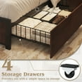 thumbnail image 7 of Fluest King Bed Frame with 2-Tier Storage Headboard, USB Port and LED Light, 4 Storage Drawers, Rustic Brown, 7 of 7
