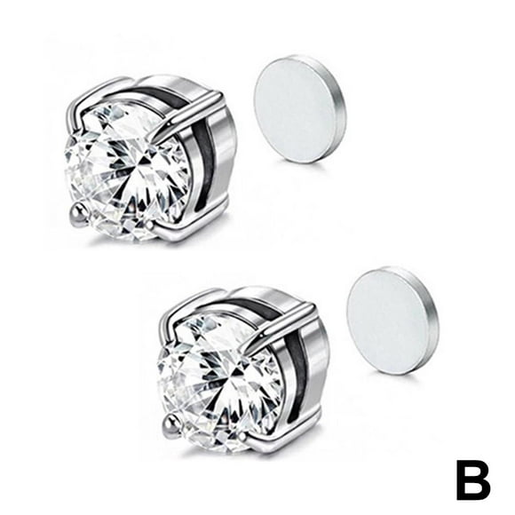 QHUDLV Hypoallergenic Magnetic Stud Earrings Diamond Cut Black Womens Jewelry