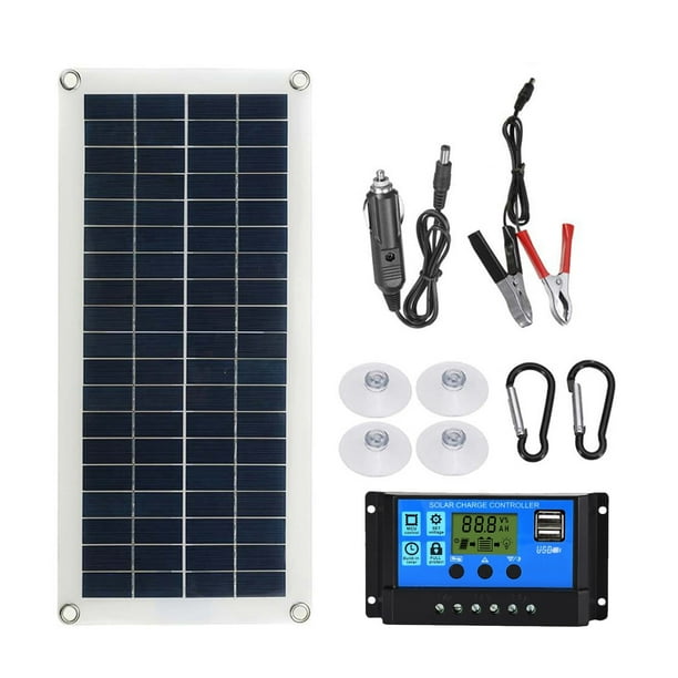 Placa de carga Walmeck, kit solar impermeable portátil USB, interruptor de 12/24 V, células solares impermeables, interruptor de 300 W, células solares USB, kit BUZHI PAPAPI para RV, coche,