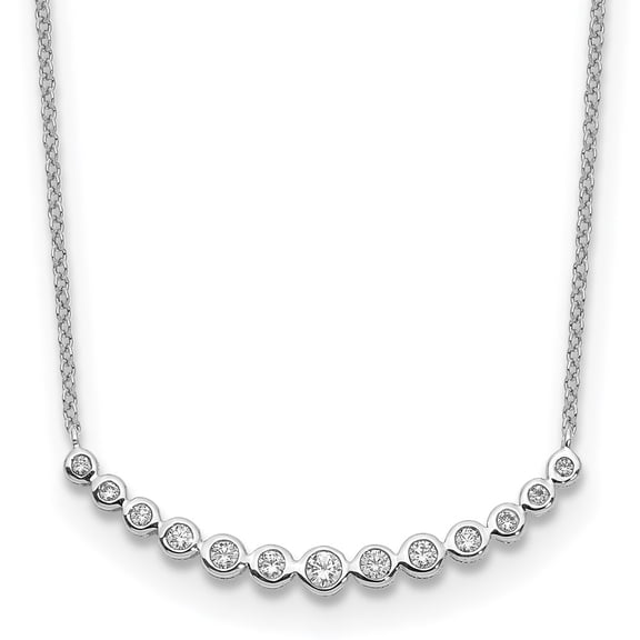 14K White Gold Cable Diamond Necklace Chain True Origin 1/4 carat Lab Grown VS/SI D E F Graduated Curved Bar 18 inch 3.17 mm