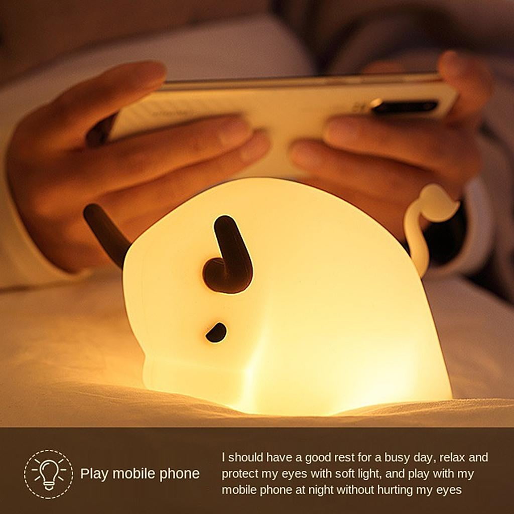 Cow Night Light for Kids Cute Silicone LED Animal Baby Nursery Nightlight Dimming Lamp,Portable USB Rechargeable for Kids Bedroom