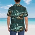 thumbnail image 4 of Sikiie Abstract Geometric Shark Print Men's Hawaiian Shirt, Summer Beach Button Pocket Short Sleeve T-Shirt,Medium, 4 of 7