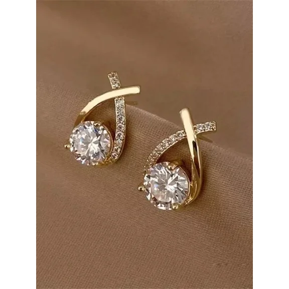 3CT Round Lab Created Diamond Women's Stud Earrings 14K Yellow Gold Finish