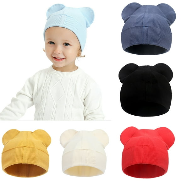 D-GROEE 1 Set Newborn Winter Beanie Hats Gloves Kit for Baby Girls Boys Infant Toddler Warm Cotton Hats Glove Autumn Winter