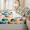 thumbnail image 5 of Manfei Cute School Bus Zipper Full Size Comforter Sets with Fitted Sheet and 2 Pillowcases,City Cars Pattern Zipper Bedding Set,Beige,Polkadot Reversible,4pcs, 5 of 8