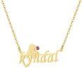 thumbnail image 1 of Collar personalizado Sombrero de Navidad con piedra de nacimiento y línea horizontal Cadena cubana Collar personalizado con nombre chapado en oro para mujeres Regalos de Navidad, 1 of 4