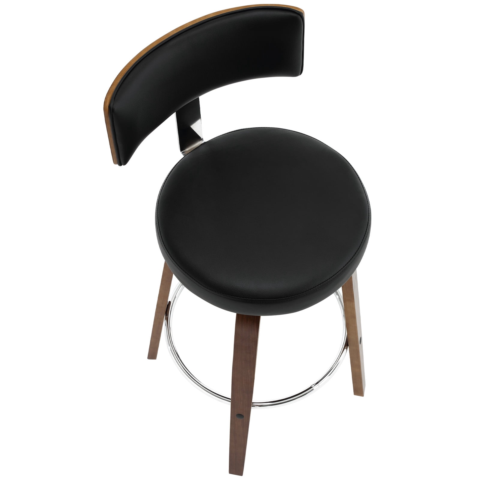 ANMINY Bar Stools Set of 2 360° Swivel with Back and Round Seat PU Leather Barstools 29" Bar Height Upholstered Bar Chairs Island Stools for Kitchen Counter