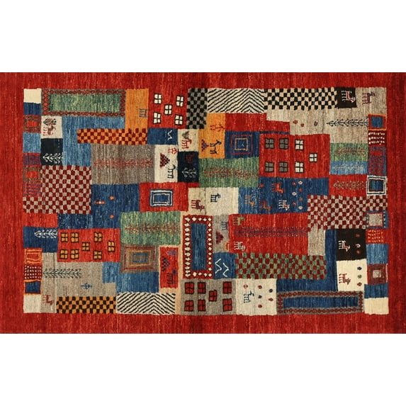 Ahgly Company Indoor Rectangle Contemporary Army Brown Abstract Area Rugs, 4' x 6'