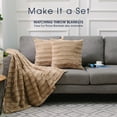thumbnail image 2 of Cheer Collection Decorative Faux Fur Throw Pillows 26" x 26", Set of 2 - Sand, 2 of 5