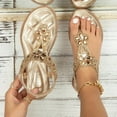 thumbnail image 2 of XINSHIDE Sandals For Female Elastic Ankle Strap Casual Bohemian Beach Shoes Fashion Crystal Floral Casual Shoes Open Toe Wedges Sandals Flip Flops Fashion Shoes, 2 of 9