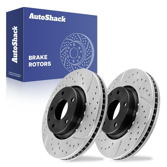 AutoShack Front Vented Drilled & Slotted E-Coated Brake Rotors 2-PC Set Replacement for 2016-2025 Mazda CX-5 2019-2021 Mazda 6 ShadowGuard 11.69" (297 mm)