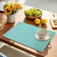 thumbnail image 3 of Turquoise Placemats Set of 4, Farmhouse Burlap Placemats for Dining Table, Solid Teal Color Place Mats for Kitchen Tabletop, Modern Linen Texture Waterproof Wipeable Dining Table Mats Set, 3 of 8
