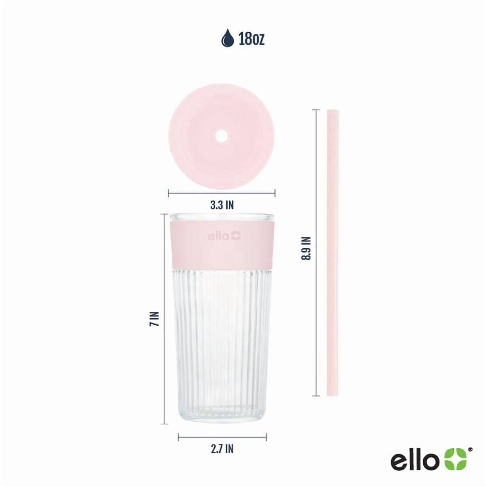 Ello Ava 18oz Glass Travel Mug, Pink