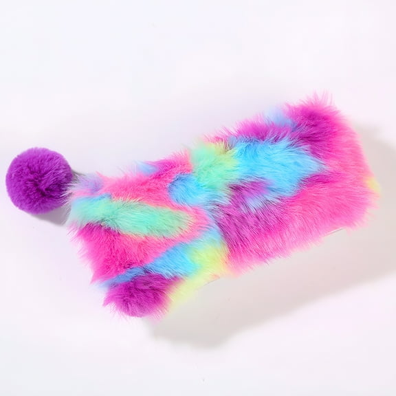 BESTSKY Rainbow Furry Storage Bag Fluffy Pencil Case,Furry Unicorn Pencil Box,Large Capacity Storage Container,Sturdy with Zipper Closure