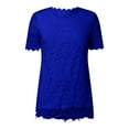 thumbnail image 4 of Women's Lace Top Crochet Crew Neck Short Sleeve Fashion Summer Loose Tee Casual T Shirt Summer Casual Tops for Women Was Out Long Sleeve Womens Athletic Shirts Short Sleeve Turtle Neck Long Sleeve, 4 of 4