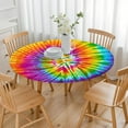 thumbnail image 3 of Colorful Tie Dye Pattern Round Fitted Tablecloth with Elastic Edge,Dining Table Cover Waterproof,Outdoor Round Tablecloth for Camping,Dining,Indoor and Outdoor, 3 of 7