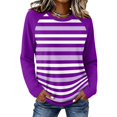 thumbnail image 3 of OIOLOYJM Womens Long Sleeve Shirts Crew Neck Striped Casual Basic Relaxed Fit Tops Fall Winter Stylish Cozy Lounge Blouses, 3 of 5