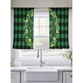 thumbnail image 5 of St Patricks Day Sheer Curtains 45 Inch Length 2 Panels Set Window Treatments, Spring Gold Coin Green Shamrock Plaid Rod Pocket Semi Curtains for Living Room/Bedroom/Kitchen Décor, 104"W x 45"L, 5 of 7