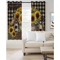 thumbnail image 2 of Yellow Sunflowers Blackout Curtains for Bedroom Living Room Darkening Curtains 54 Inch Long Western Star Brown Farmhouse Plaid Short Curtain for Small Window Treatment Grommet Drapes 52"x54"x2, 2 of 9