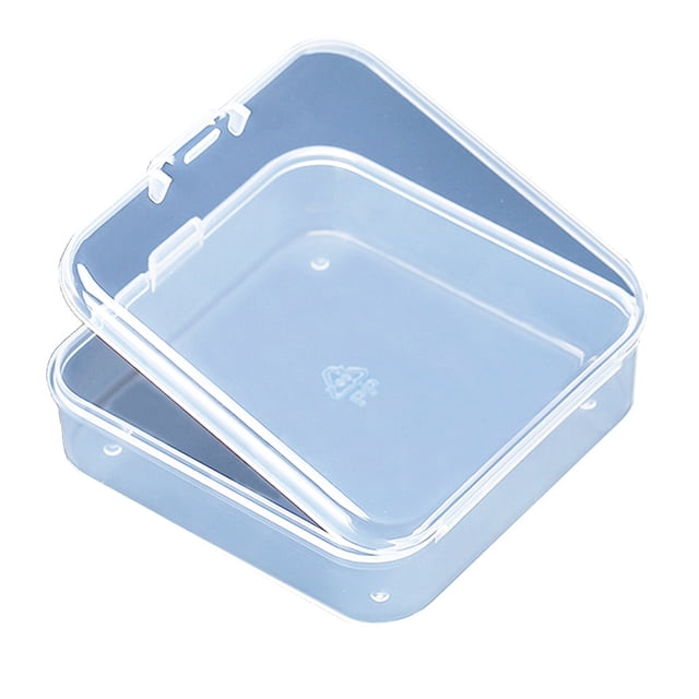 Portable Plastic Bin Square Transparent Screw Storage Organizer Cabinet with Hinged Lid Jewel Case for Cosmetics Crafts Hardware
