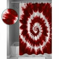 thumbnail image 4 of Red Tie-dye Shower Curtain, 72" x 72", Chinese Style Abstract Ethnic Spiral Watercolor Waterproof Bathroom Curtain Washable Shower Curtain Set with 12 Hooks, 4 of 6