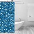 thumbnail image 2 of Shower Curtain, Blue Vintage Paisley Pattern Waterproof Fabric Plastic Shower Curtain, Drying Fast Bathroom Curtain with 9 Buttonholes, Ruffle Shower Curtain 60x72in, 2 of 8
