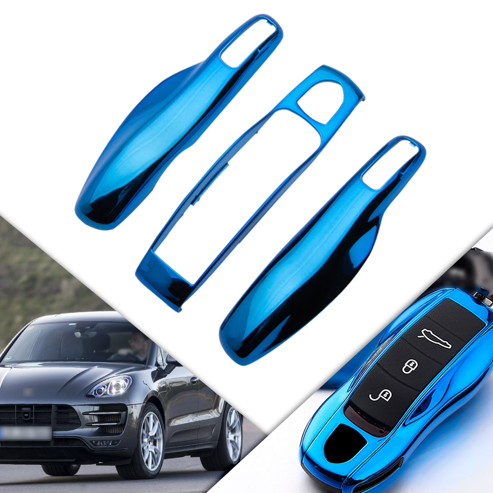 Xotic Tech 3PCS Smart Remote Control Key Shell Protector Holder Cover Case  Compatible with Porsche Boxster Cayman 981 Carrera 911 991 918 Spyder Macan 