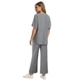 thumbnail image 6 of Ronuti Two Piece Sets for Women Summer Outfits Oversized Wide Leg Crop Pants Lounge Sets Airport Beach Vacation Clothes, 6 of 9
