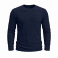 thumbnail image 2 of IAJDKMEK Men's Long Sleeve Crew Neck Shirt - Terry Cloth Textured Pullover Tops, Thermal Warm Casual Shirts for Cold Weather,Navy 3XL, 2 of 9