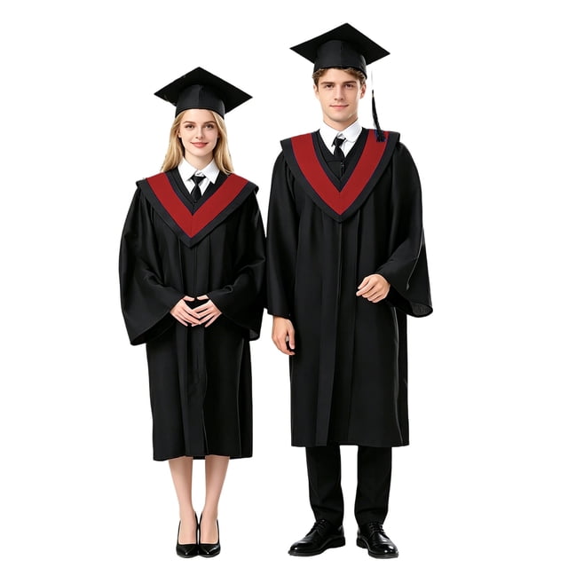 FYEGRE Elegant Graduation Gown Doctoral Commencement Attire Matching Cap Tassel Ensemble For Formal RD1 XS