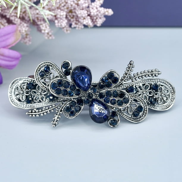Pasadores para mujer, con apariencia de flor, diamantes de imitación incrustados y pinza para el cabello elegante y retro de imitaciónCrisantemo de Orquídea1pcs