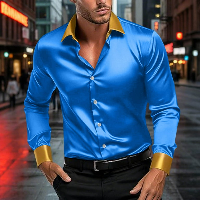Wrtxtat Men's Luxury Satin Dress Shirt Lightweight Lapel Slim Fit Button Down Top Long Sleeve Silk Shiny Sateen Party Shirts Big and Tall Sky Blue XXXXXL - Walmart.com Wrtxtat Men's Luxury Satin Dress Shirt Lightweight Lapel Slim Fit Button Down Top Long Sleeve Silk Shiny Sateen Party Shirts Big and Tall Sky Blue XXXXXL - Walmart.com