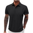 thumbnail image 1 of Playera Elvqul Hombre Casuales Manga Corta Liso Algodón Negro Gym Botones Solapa, 1 of 6