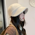thumbnail image 4 of Waroomhouse Thermal Hat Warm Cozy Thermal Hat Women Winter Hat Thick Soft Plush Solid Color Wide Long Brim Sun Protection Fisherman Hat, 4 of 8