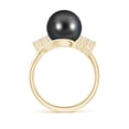 thumbnail image 2 of ANGARA Tahitian Cultured Pearl Bypass Ring with Diamond Trio in 14K Yellow Gold for Women | June Birthstone, Birthday, Anniversary, Jewelry Gift for Women | Pearl Ring, 2 of 9