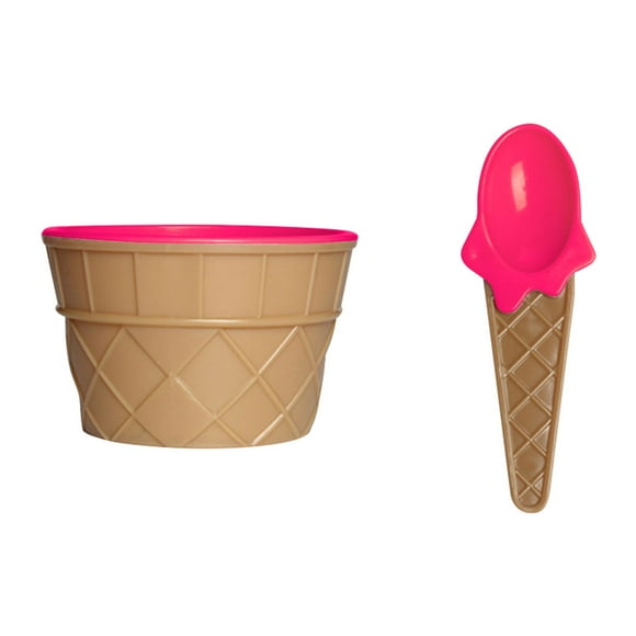 Toystoory Taza de helado para niños, postre para niños, regalos de helado, tazón de postre encantador, tazón de mezcla de PP con cuchara, juego de Mostrada Rosa roja Toystoory HA001694-08