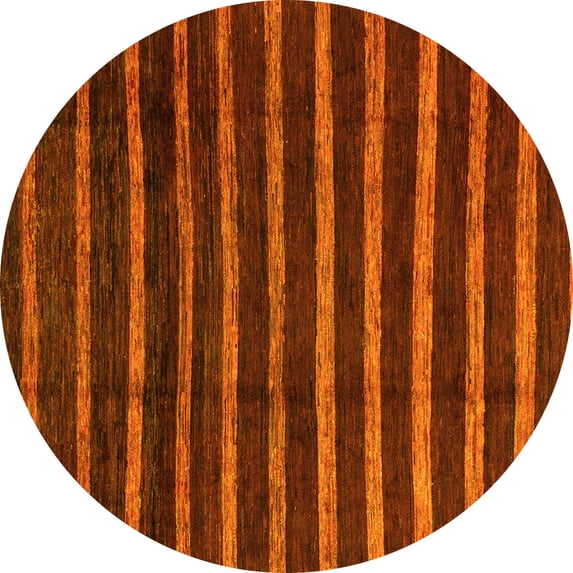 Ahgly Company Indoor Round Abstract Yellow Modern Area Rugs, 3' Round