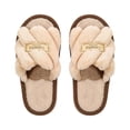 thumbnail image 4 of SAWOBUUN Womens Open Toe Fuzzy Slippers Memory Foam Non Slip Soft Sole Plush House Shoes Slip On Indoor Outdoor Slippers Warm Cozy, 4 of 8