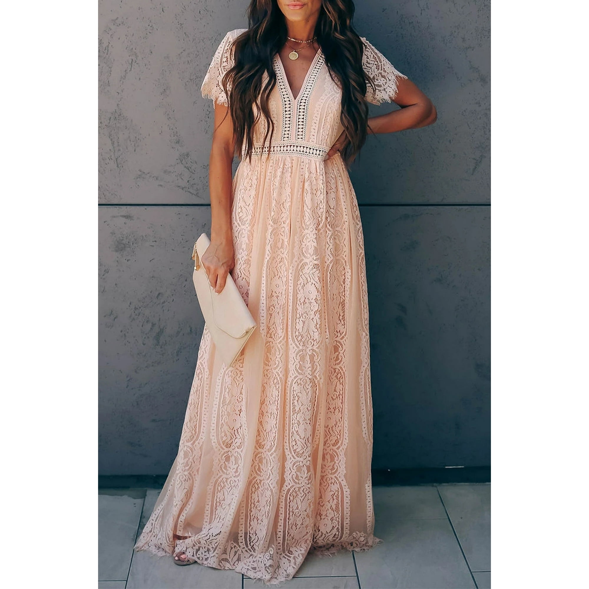 Chicfine Women s Fill Your Heart Lace Maxi Dress
