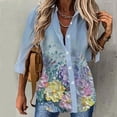 thumbnail image 2 of CEHVOM Chemise Décontractée à Manches Longues pour Femmes, Imprimé Floral Irrégulier, 2 of 5