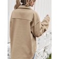 thumbnail image 6 of Women'S Wool Blend Button Down Long Sleeve Oversized Shacket Jacket Coat Khaki XL, 6 of 7
