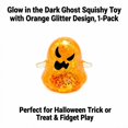 thumbnail image 2 of Glow in The Dark Ghost Squishy Toy with Orange Glitter Design, 1-Pack, for Halloween Trick Or Keep Hands Busy, Squeeze Toy, 2 of 3