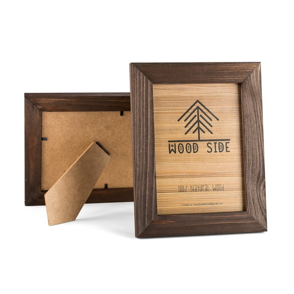 Rustic Wooden Picture Frame 4x6 In | 10x15 cm - Set of 2-100% Natural Eco Barn Wood Real Glass - Made for Wall Hanging Tabletop Display - Brown