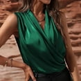 thumbnail image 4 of Pincandy Women's Elegant Satin Wrap V Neck Sleeveless Tank Blouse Tee Top, 4 of 7