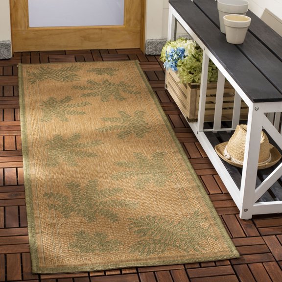 Safavieh Courtyard Annabelle Floral Indoor/Outdoor Runner Rug, Natural/Green, 2'3" x 6'7"
