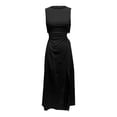 thumbnail image 4 of B91xZ Robe Midi d'Été 2024 pour Femmes une Épaule Sans Manches Ourlet à Volants Robes Fluides, Noir m, 4 of 5