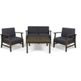 thumbnail image 2 of Ayden Outdoor 5 Piece Acacia Wood Chat Set, Gray, Dark Gray, 2 of 16