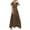 Brown, variant on Spring !ChaoHeng Women Dresses under $10 Free Shipping Trendy Dresses for Women 2025 Classy Women's Summer Fashion Round Neck Short Sleeve Solid Color Belt Plus Size Dress